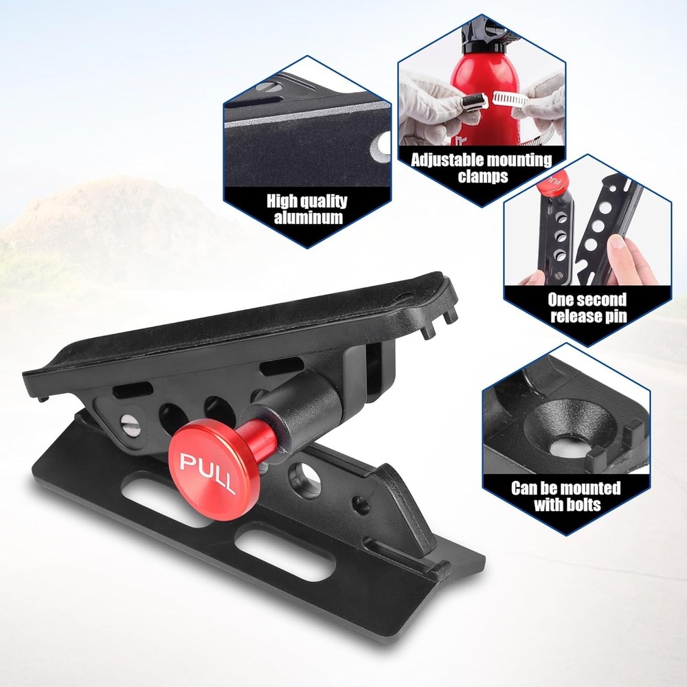 Aluminum Fire Extinguisher Mount Bracket Kit Adjustable Quick Release Roll Ba...
