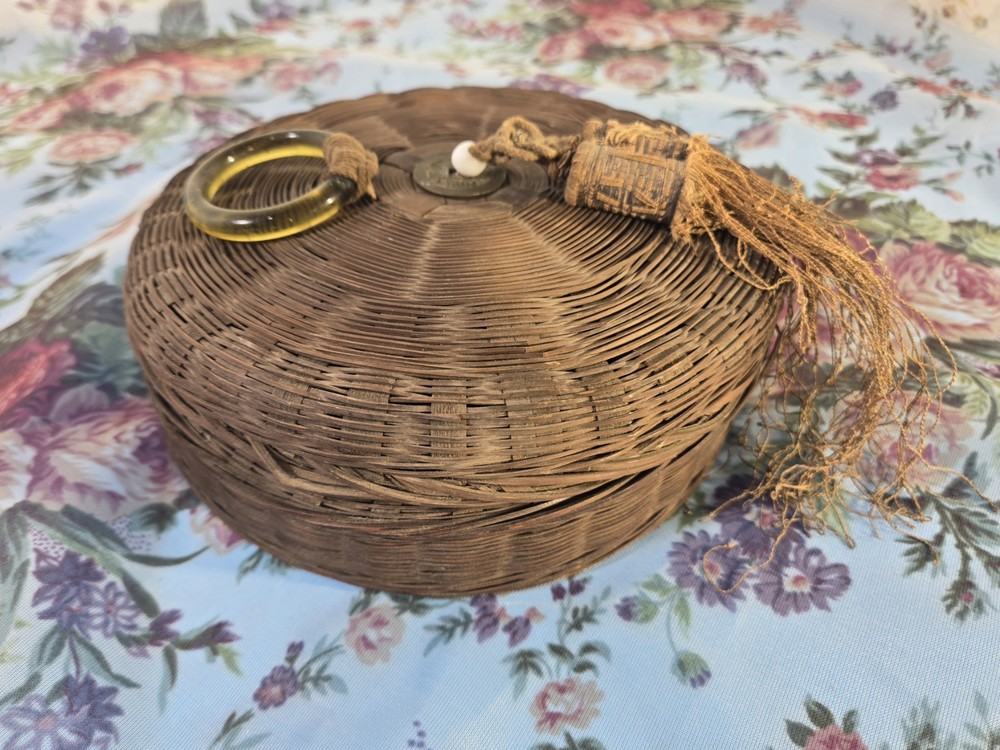 Vintage Wicker Chinese Sewing Basket