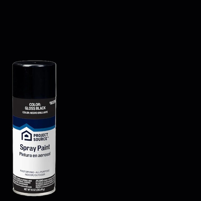 Project Source Gloss Black Oil-based Spray paint  NET WT. 10-oz