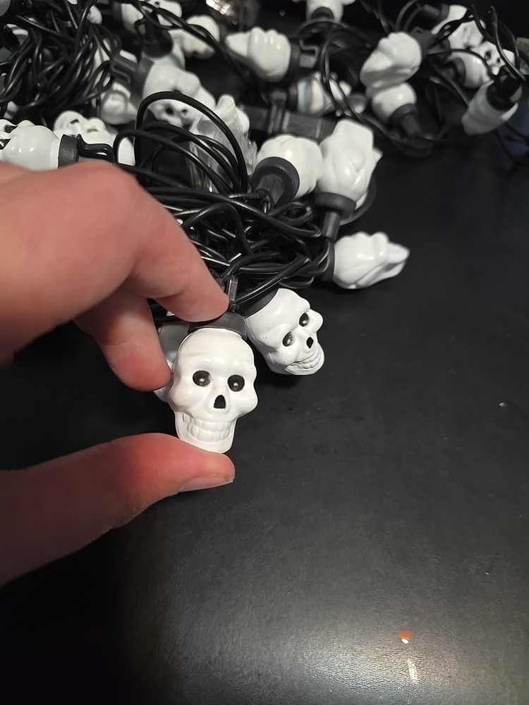 3 Strings Halloween String Light Set of 20 Each Skeleton Skull Tested Working