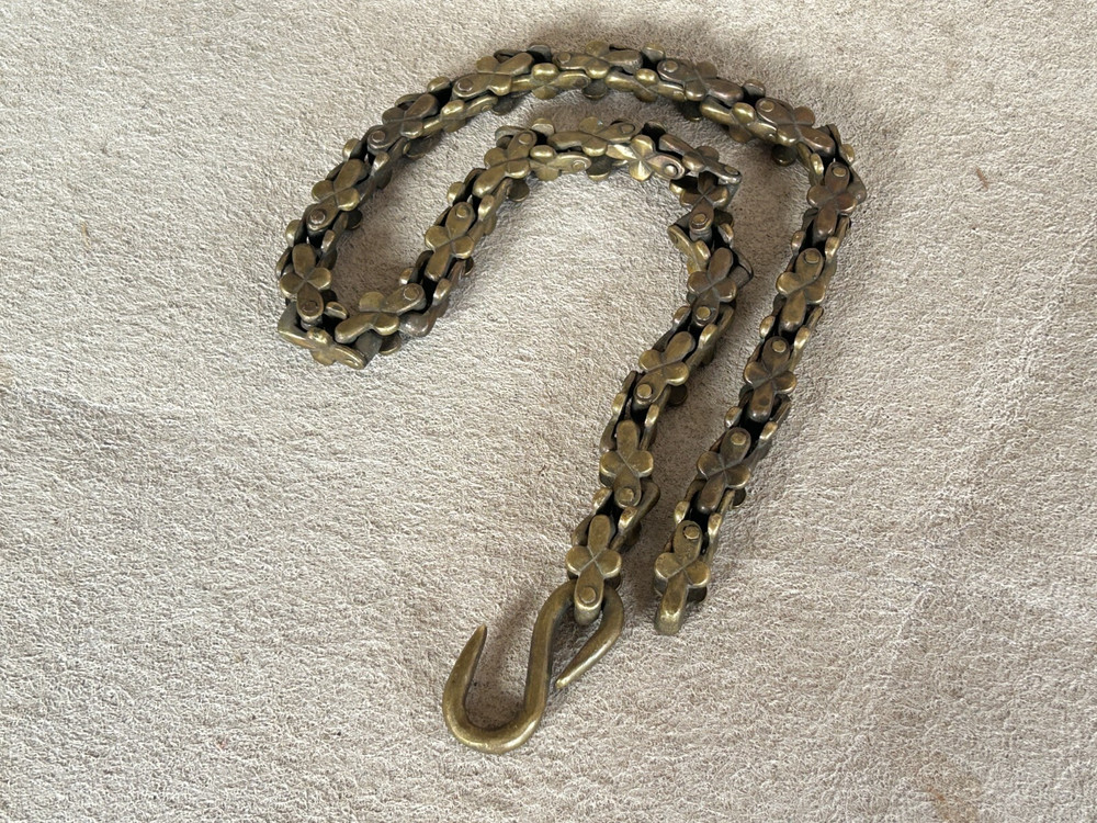 OLD VINTAGE HAND MADE SOLID BRASS CHAIN LAMP HANGING CEILING HANGING CHAIN B2