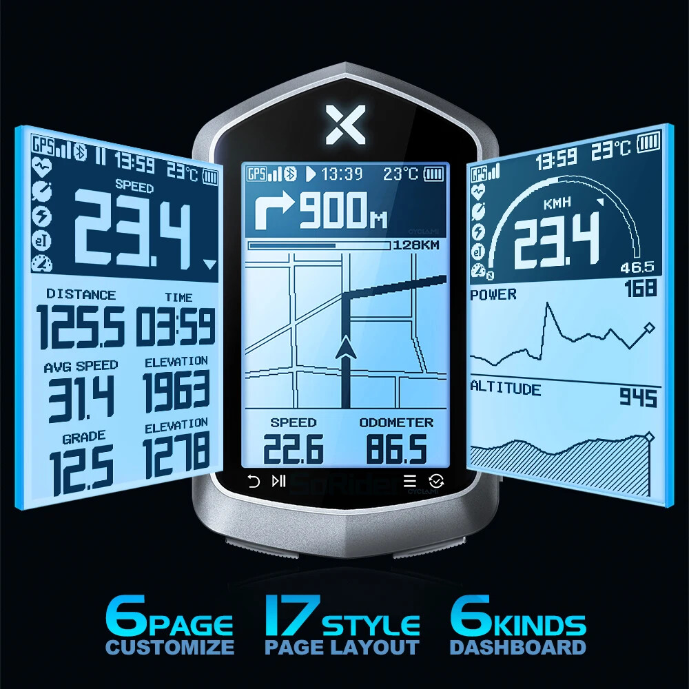 Bike Computer GPS Bicycle Map Route Navigation MTB Wireless Speedometer Odometer