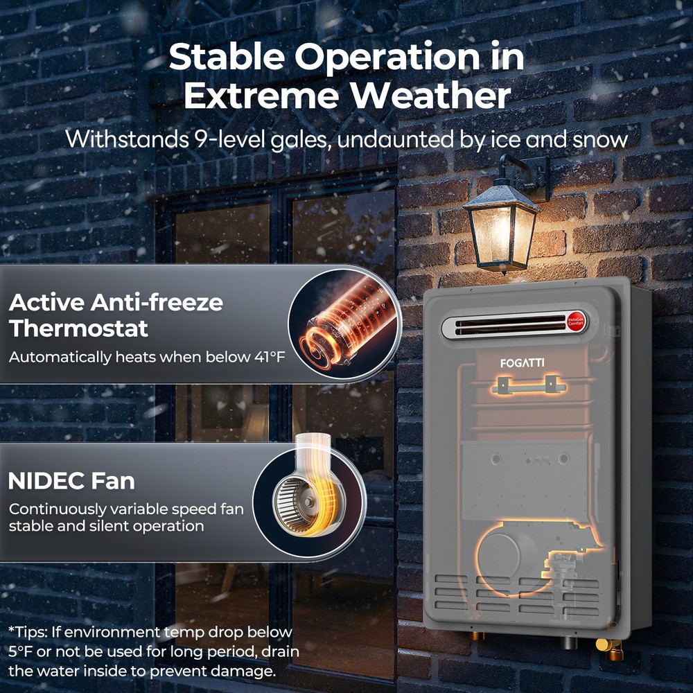 16L Tankless Water Heater Outdoor Propane Gas 5.1 GPM 120,000 BTU Instant Hot