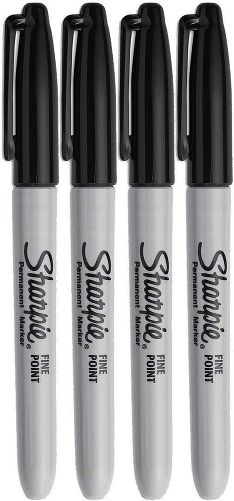 Permanent Markers, Fine Point, Black Ink (4-Pack)