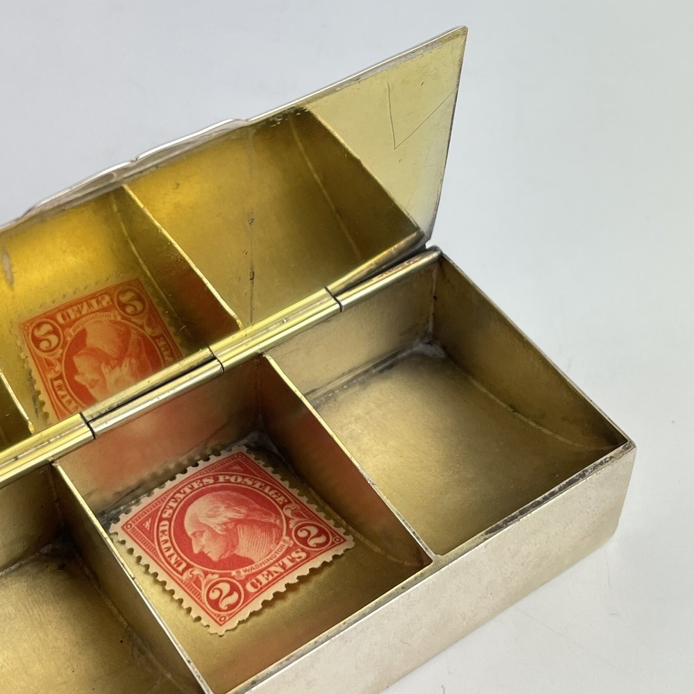 Antique Solid Sterling Silver Tiffany & Co Stamp Box 8.8cm X 4.2cm C1930s