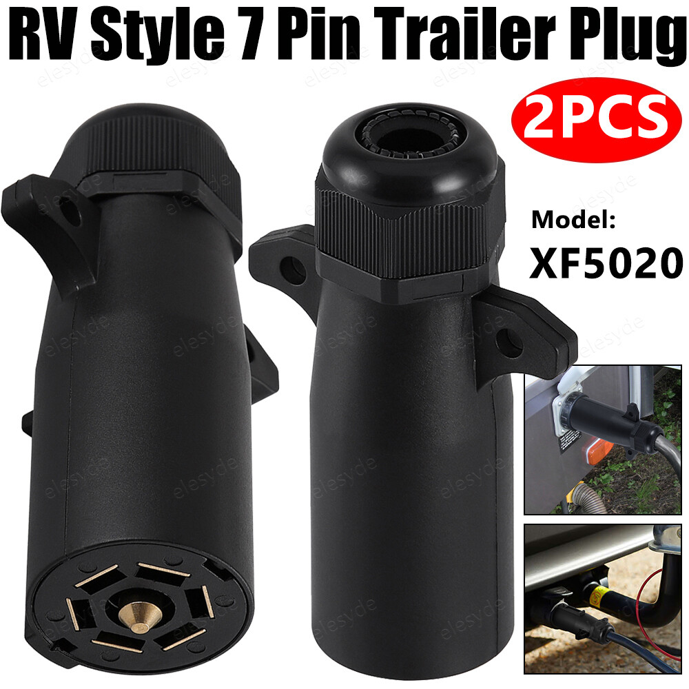 2PCS 7 Way Round RV Style Trailer Light Plug Connector Replacement End Blade Pin