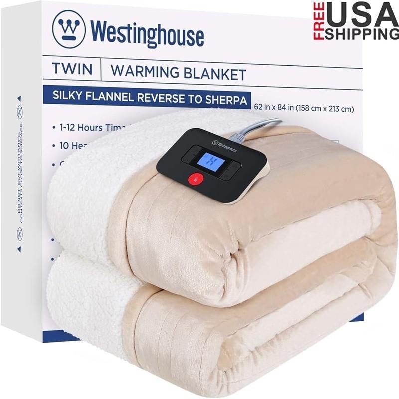 Heated Throw Blanket Soft Sherpa Faux Fur Reversible Cozy Timer Auto Shutoff New