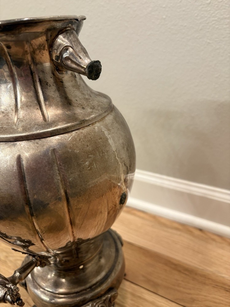 Sheridan Silverplate Samovar Tea Urn Victorian Style Ornate Decor Broken Handle