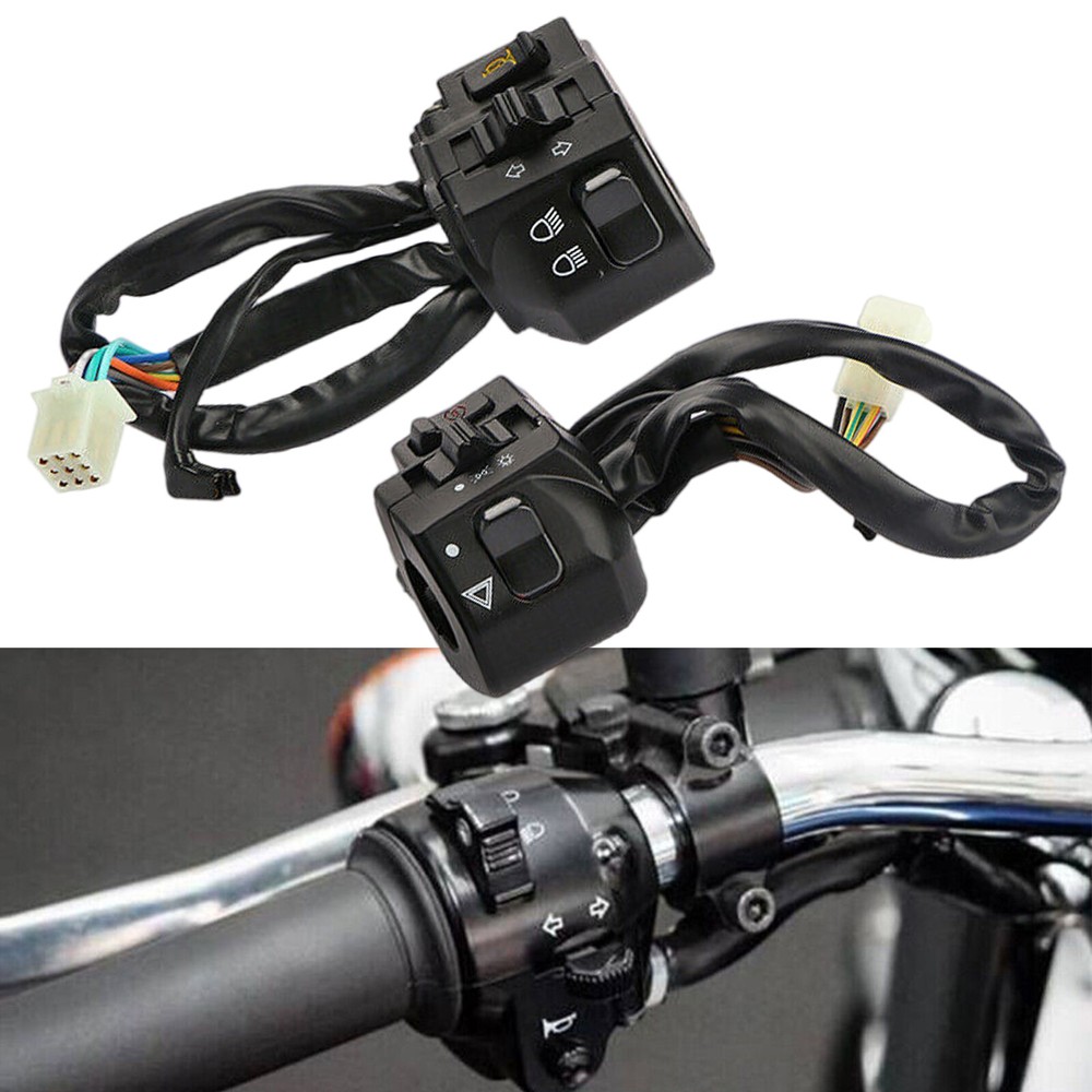 2x Motorcycle 7/8" Handlebar Horn Turn Signal Headlight Electrical Start Switch