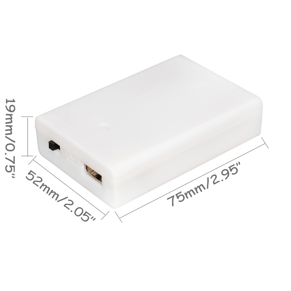 3 AA Battery Holder Case with On/Off Switch and USB Port, 2-Pack
