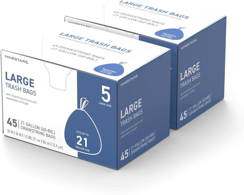 Extra Strong White Trash Bags with Dstring, Multiple Sizes,