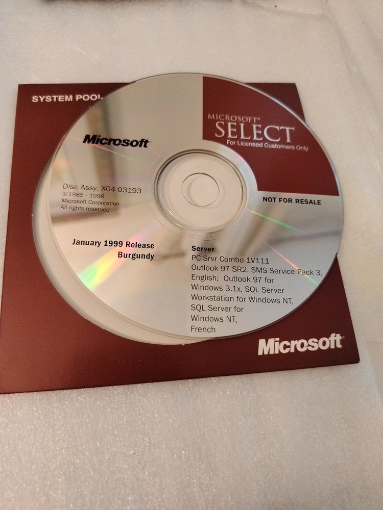 Microsoft Select System pool (Burgundy) January 1999 Release