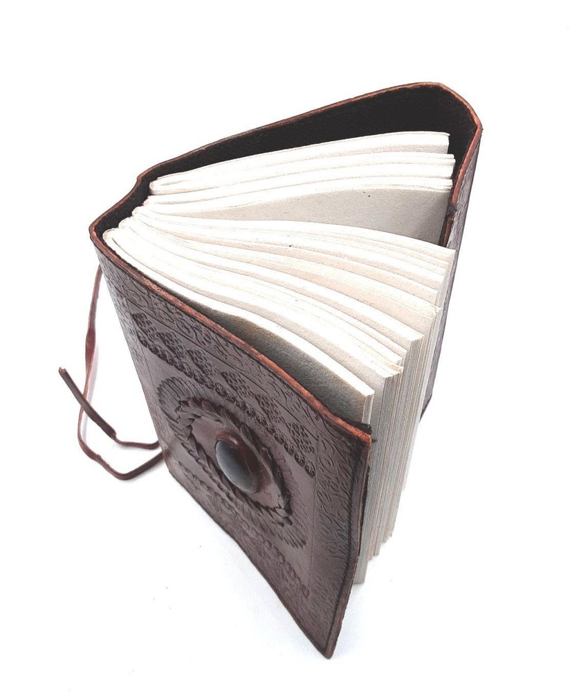 Embossed leather Blue Stone 120 page blank journal