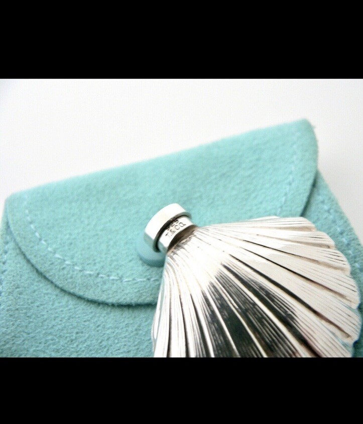 Tiffany & Co Sterling Scallop Shell Chatelaine Perfume Bottle w/ Pouch-A2929