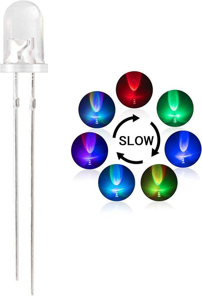 100Pcs 5Mm RGB Multicolor Slow Flashing LED Diode Multi-Color Blinking Changing