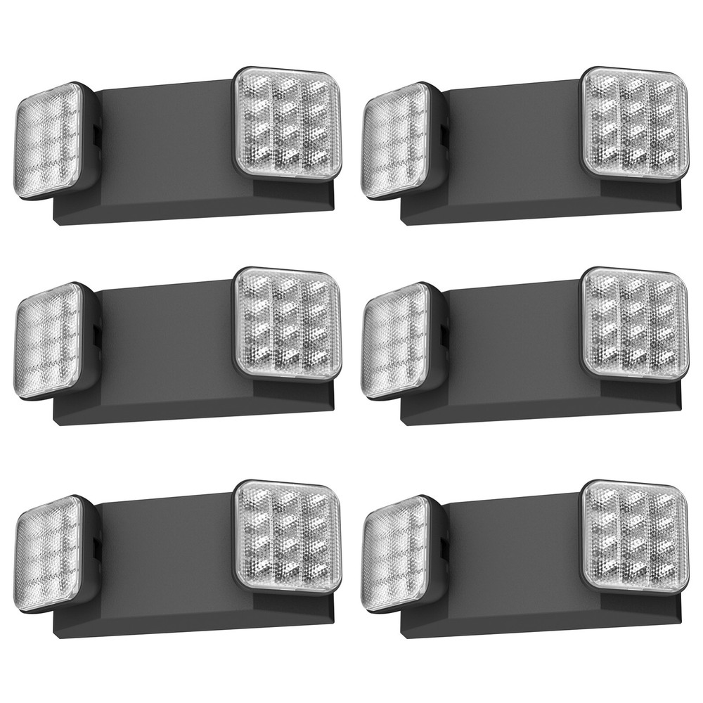 UL Listed 6 Packs Black Emergency Exit Lighting with Battery Backup For Home.