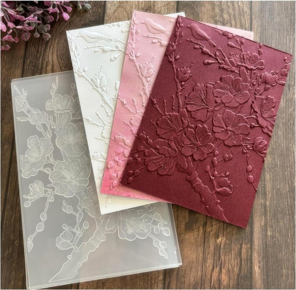 3D Cherry Blossom Rose Plastic Embossing Folders for Card Making