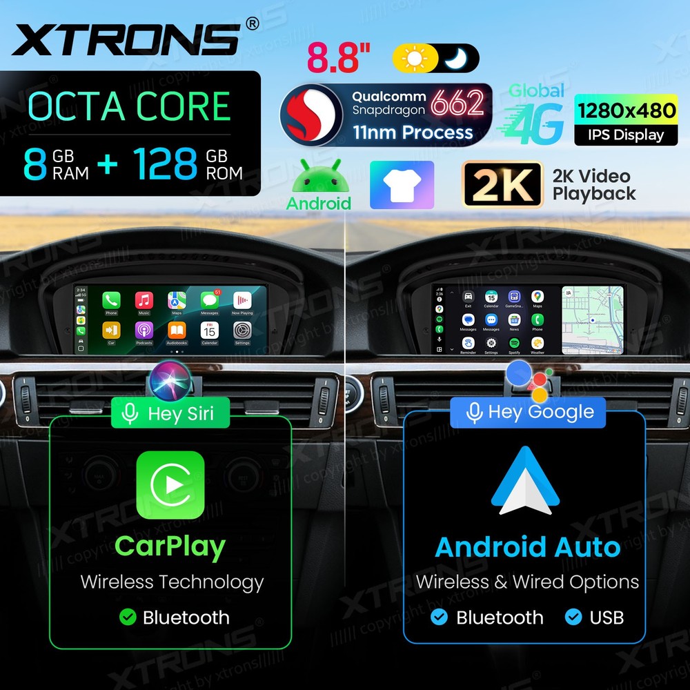 Display Screen for BMW E60/E61/E90/E91/E92/E93 CIC Android 14 8+128G CarPlay 4G