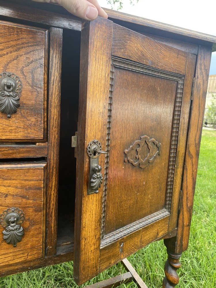 Antique English Jacobean Sideboard Server Buffet