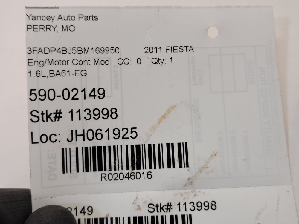 2011 FORD FIESTA Engine ECM Electronic Control Module ID BA61-EE Thru Eg