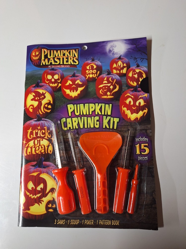 Pumpkin Masters Pumpkin Carving Kit includes 5 tools and 14 patterns