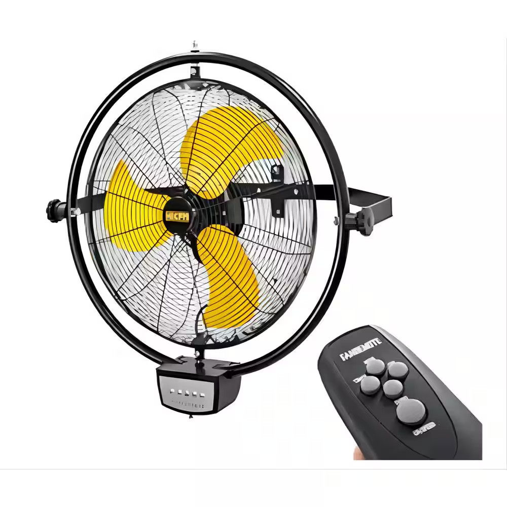 5000 CFM 20 In. Orbital Remote Control Wall Mounted Fan