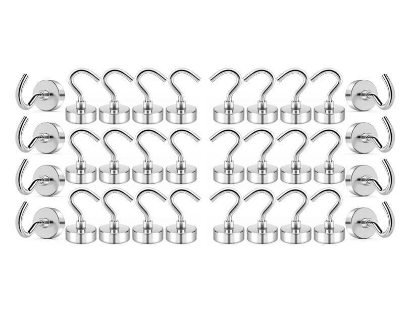 32 PACK! Heavy Duty Magnetic Hooks 28lbs Super Strong Hooks For Hanging Tools