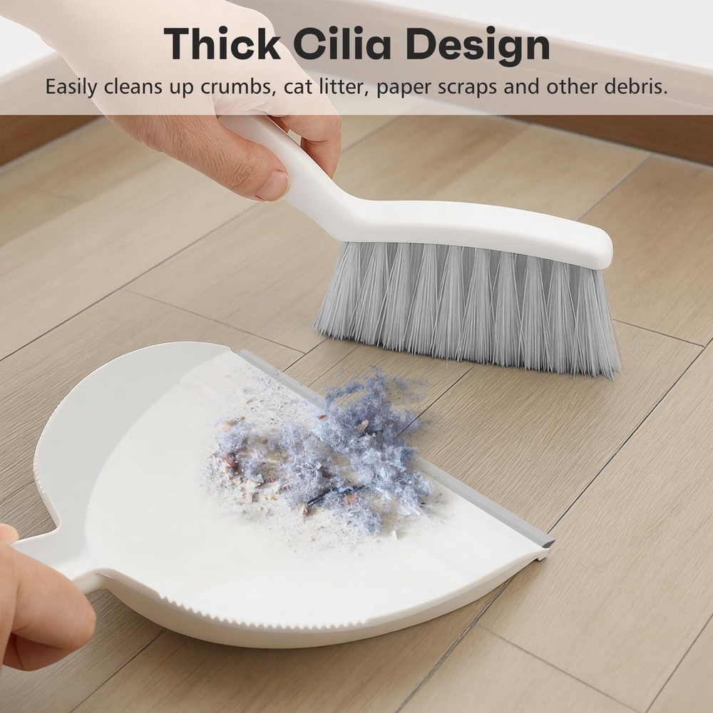 NACENA Handheld Dustpan and Broom Set – Mini Compact Brush Combo 1 Pack, Gray