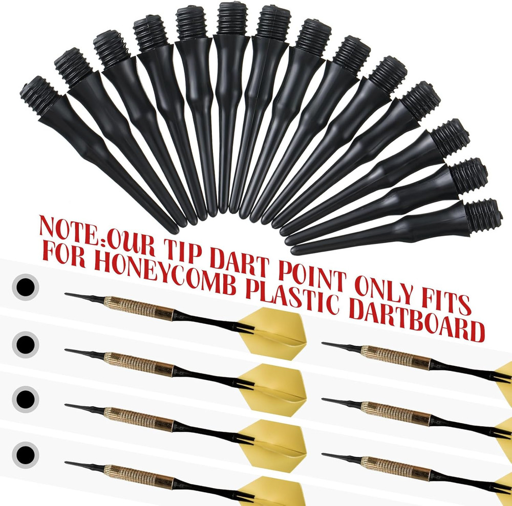 200 Pack 2BA Threaded Soft Tip Dart Tips Plastic Replacement Dart Tips Soft Tip