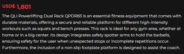 QLI POWERLIFTING DUAL RACK