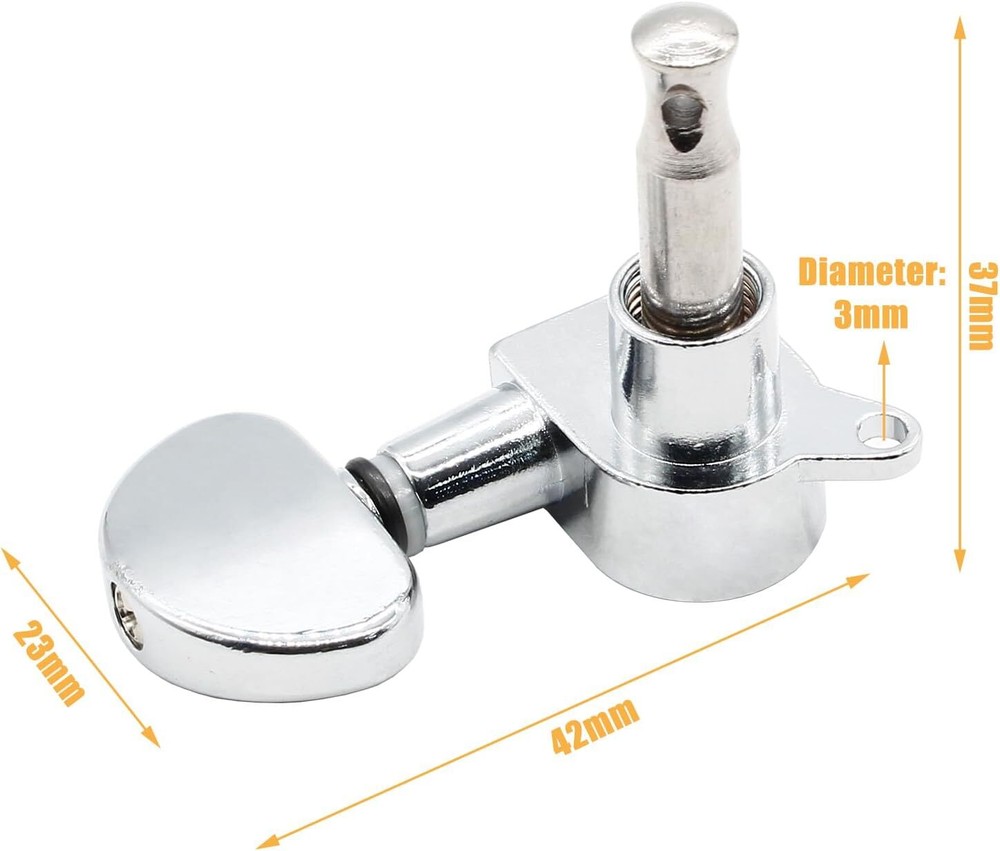 6Pcs 3+3 Guitar Tuning Pegs, Chrome Tuners Machine Head Knobs, silver