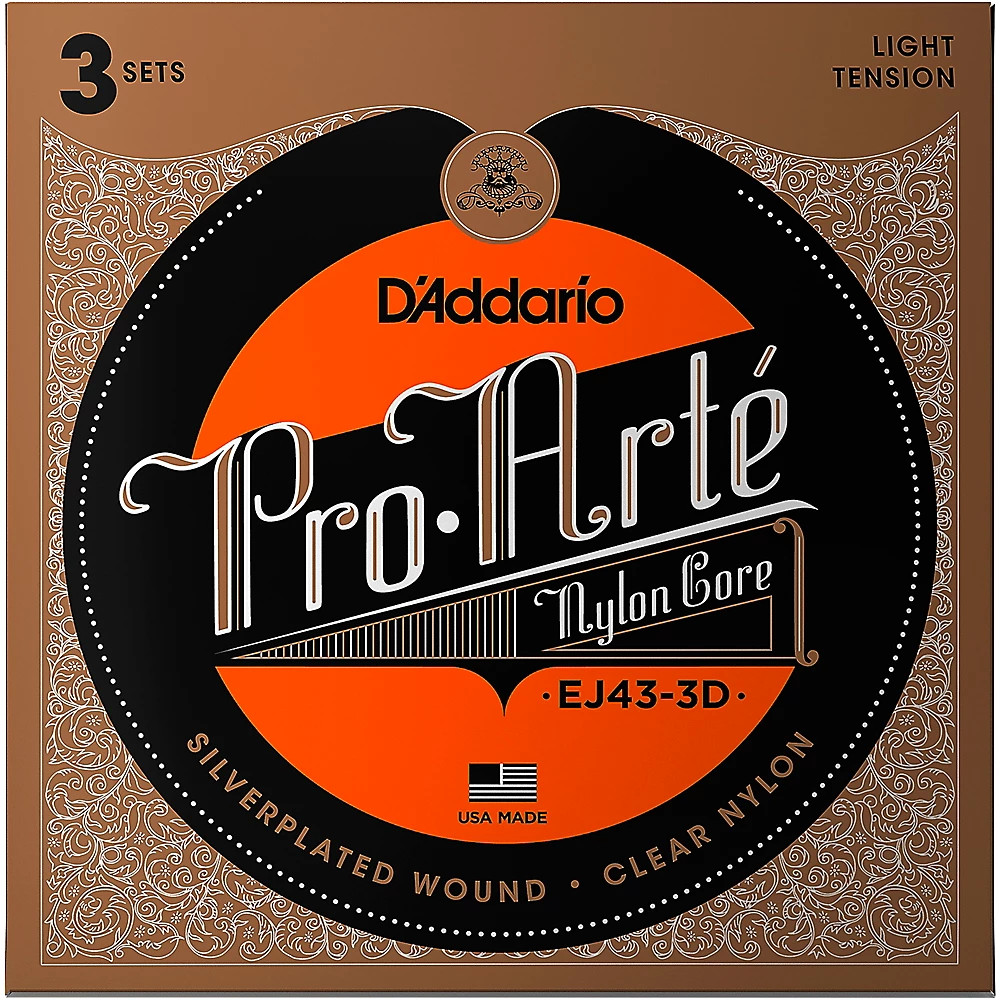 D'Addario EJ43 Pro-Arte Nylon Classical Guitar Strings - Light Tension 3 Sets