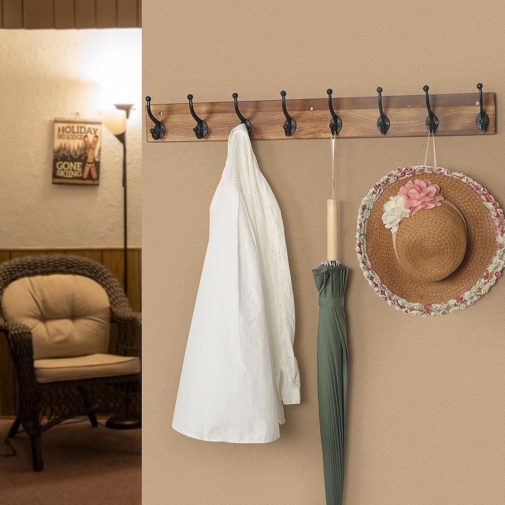 Rustic style coat rack wall mount, length 35.43 inches,