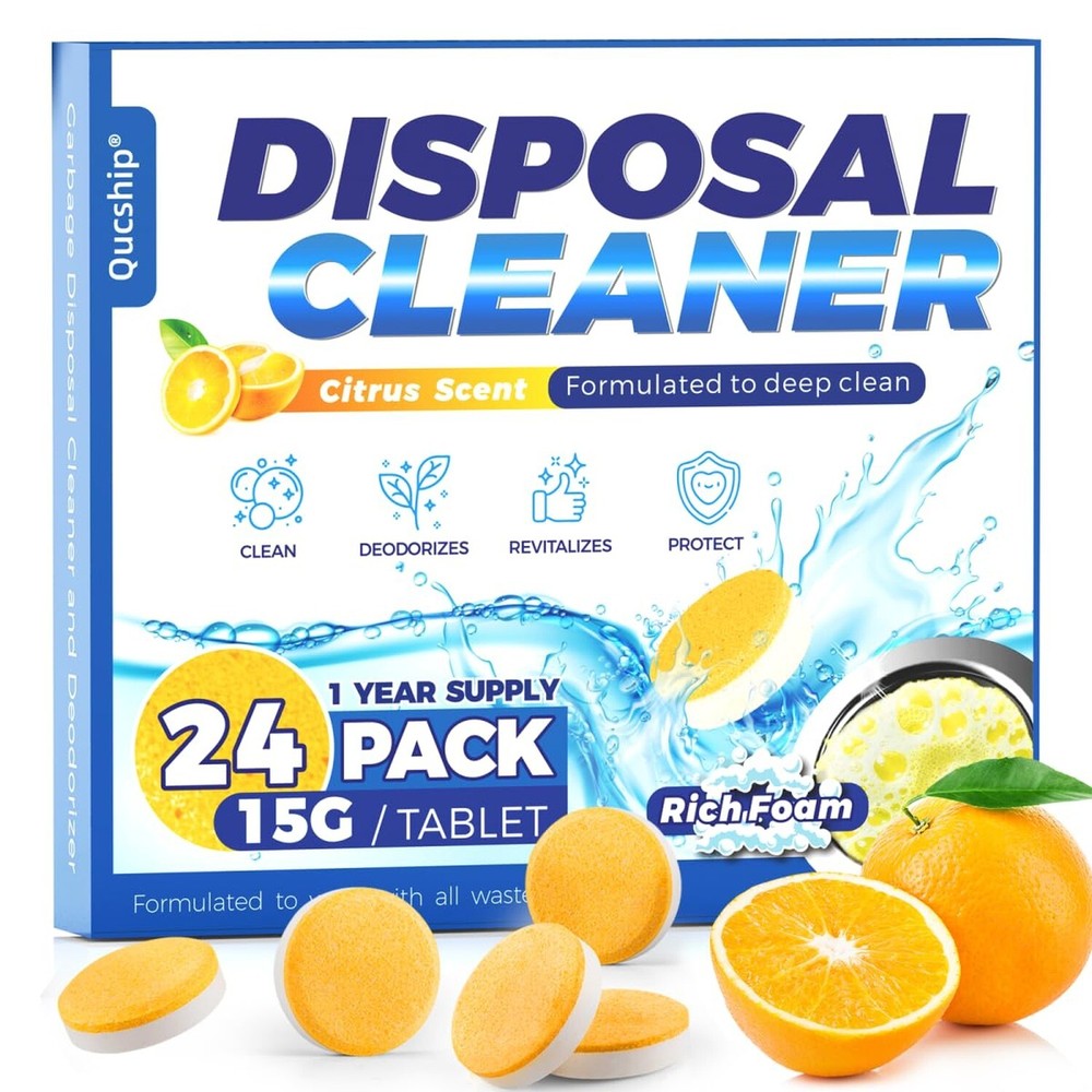 Powerful XXL Foaming Garbage Disposal Cleaner and Deodorizer Tablets - 24 Pac...