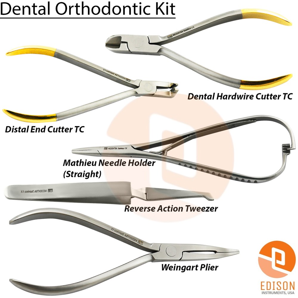 5Pcs Dental Orthodontic Instruments Mathieu Forceps Reverse Action Tweezers