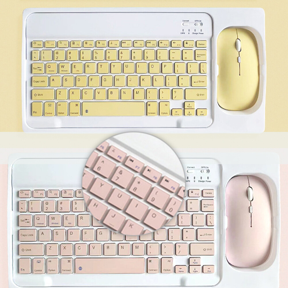 10" Mini Slim Bluetooth Wireless Keyboard and Mouse Set Mat For iPad Windows