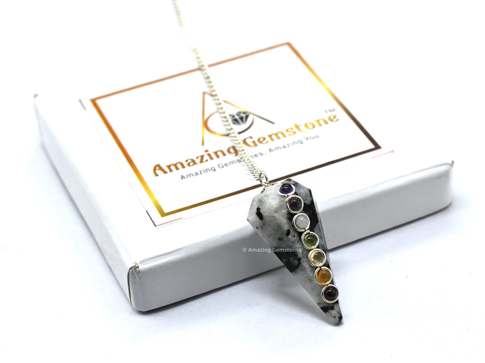 Rainbow Moonstone Dowsing Crystal Chakra Pendulum