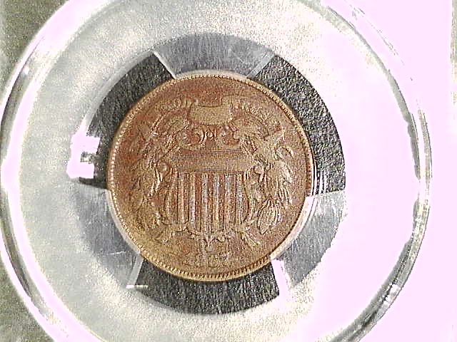 1867 Double Die Two cent coin PCGS gold shield