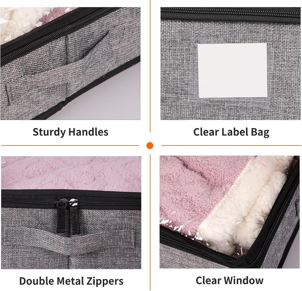 4 Pack Underbed Storage Containers Below 4.5 Inches Low Profile Under Bed