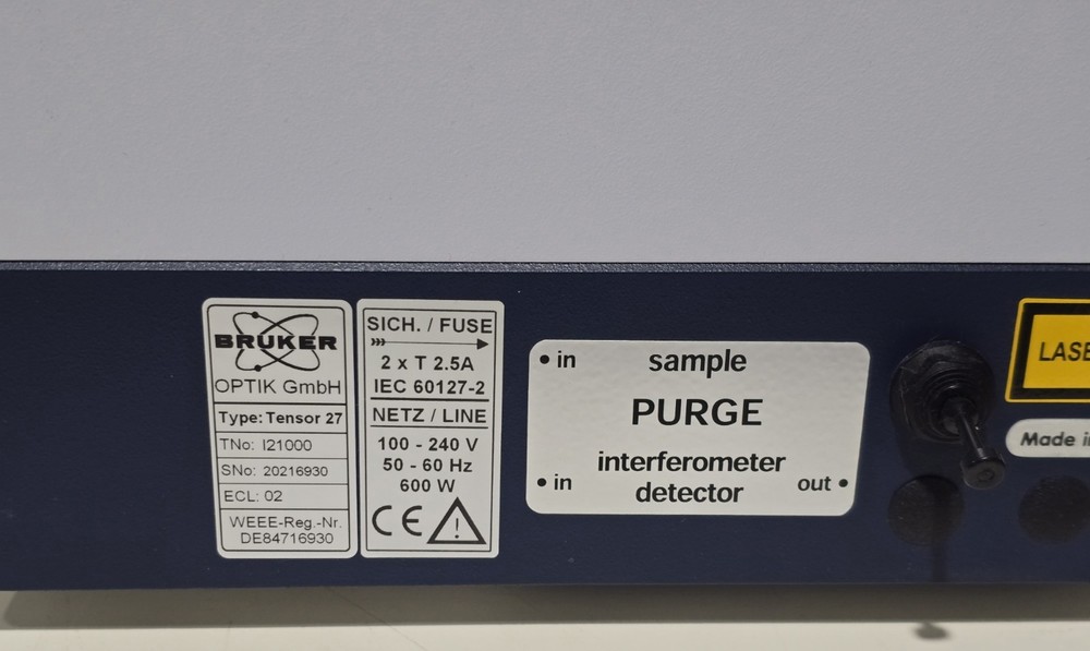 Bruker Tensor 27 FT-IR Spectrometer SN 20216930