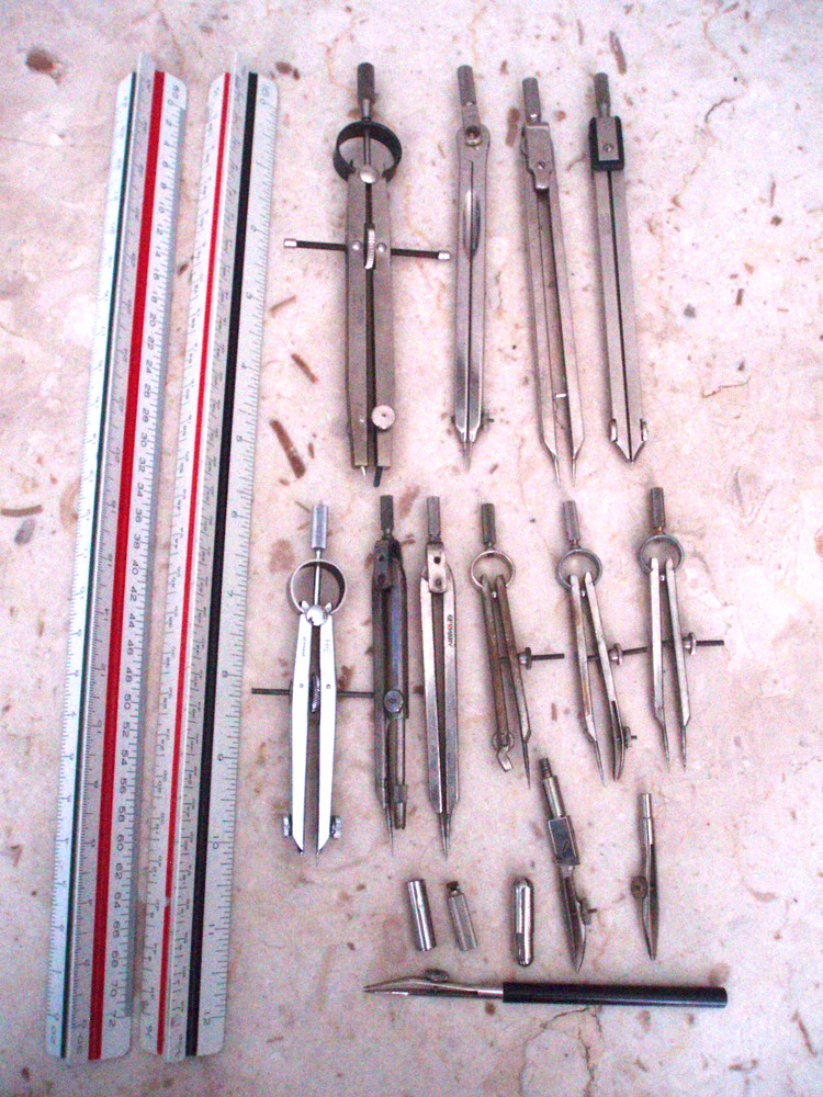 Vintage Compass Lot Drafting Engineering Tools Pickett, Ionic, Post, Germany