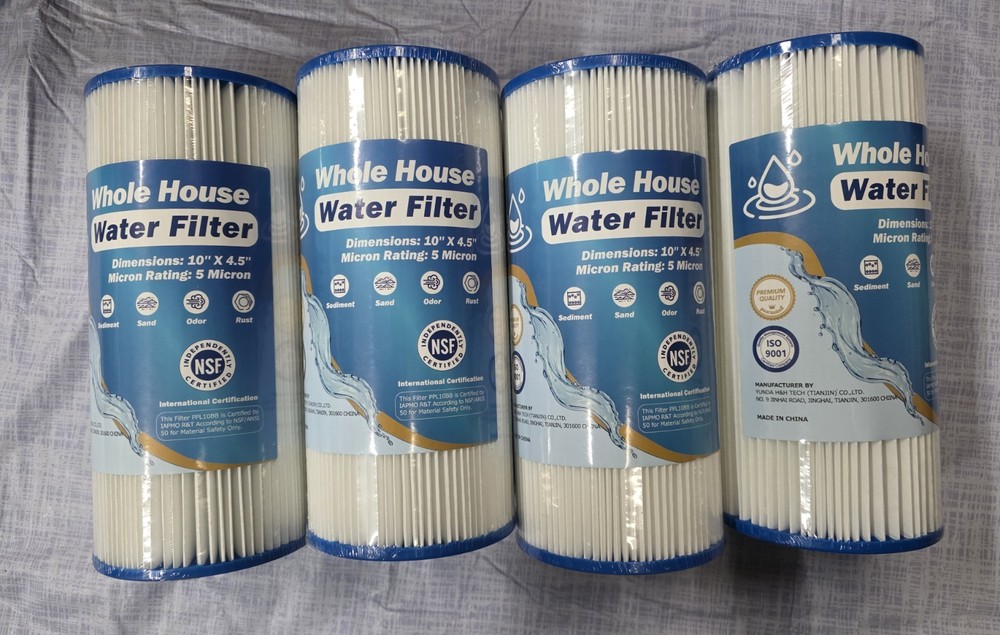 4 Heavy Duty Whole House Water Replacement Filters Universal 10" x 4.5"