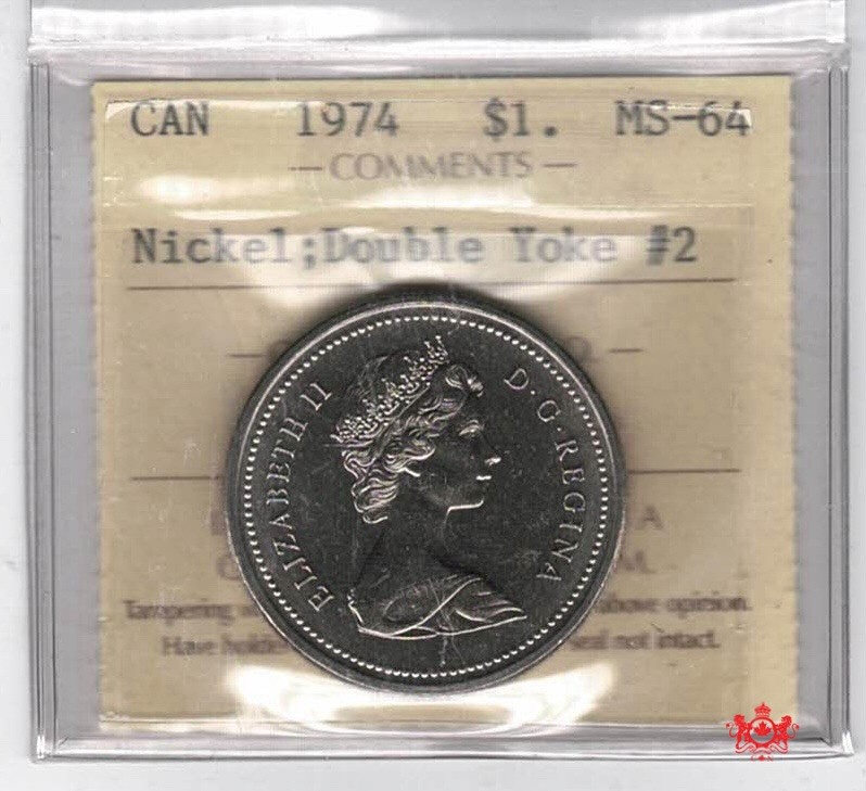 1974 Canada 1$ Double Yoke #2 - ICCS MS64 - XJS 968