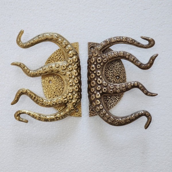1 complete set version Small 11" wide Octopus HEAVY brass Stunning Solid heavy