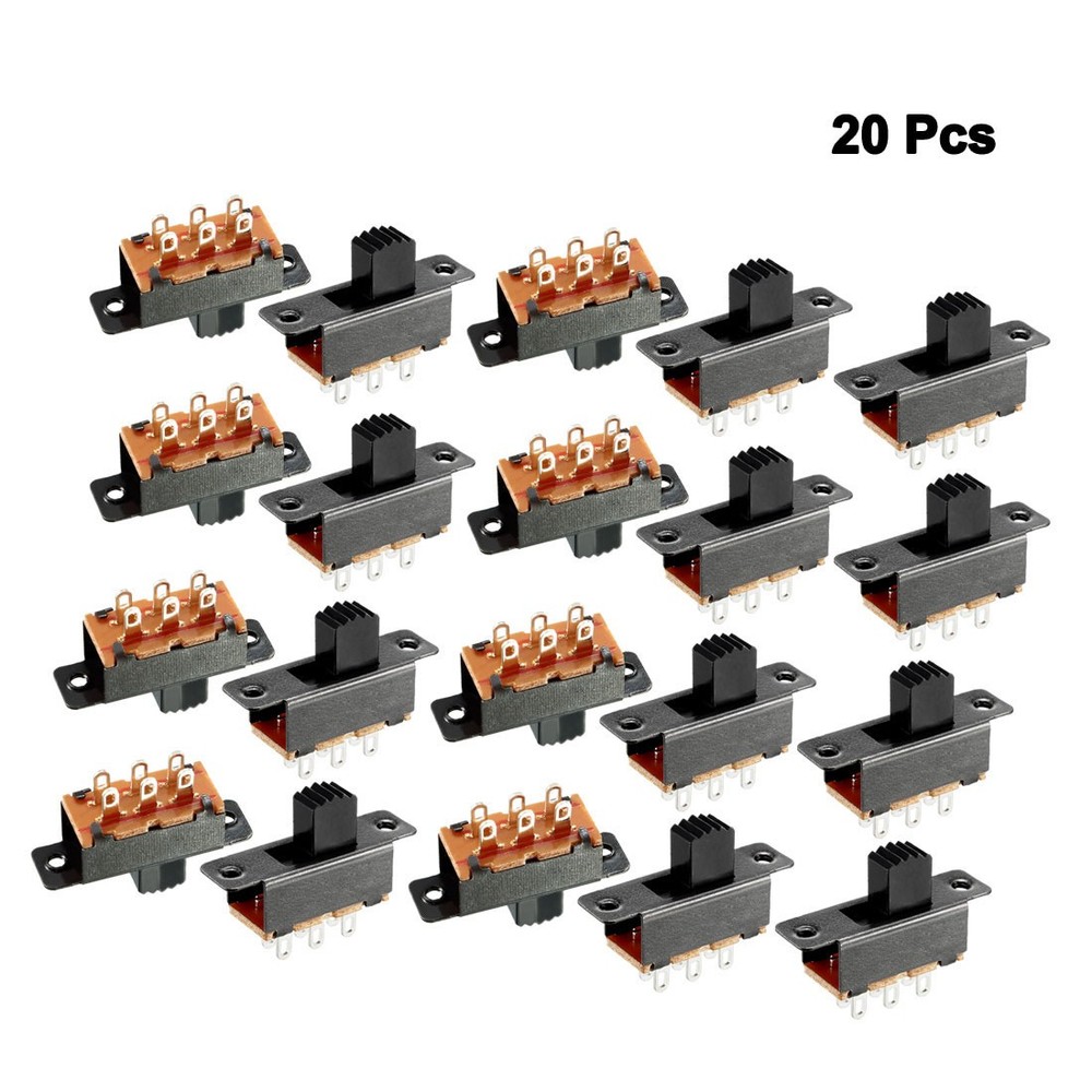 20Pcs 6mm Vertical Slide Switch DPDT 6 Terminals PCB Panel Latching