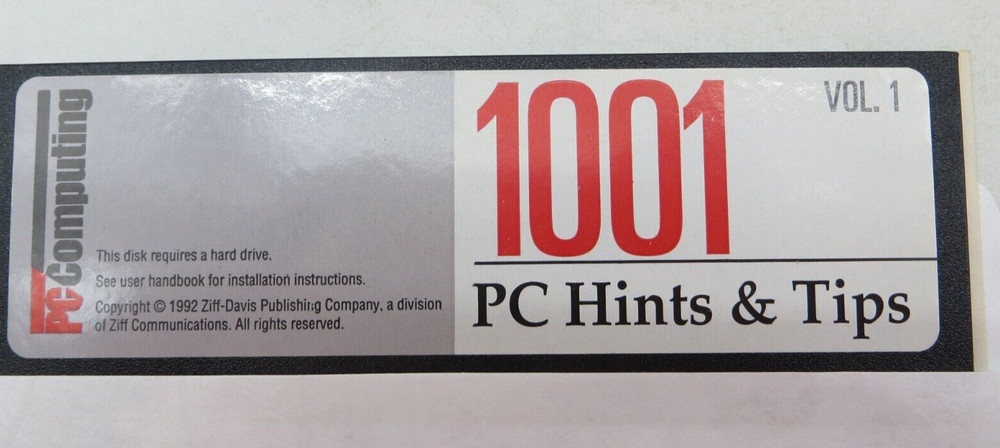 PC Computing 1001 PC Hints & Tips 5.25" Floppy Disks computer discs 1992