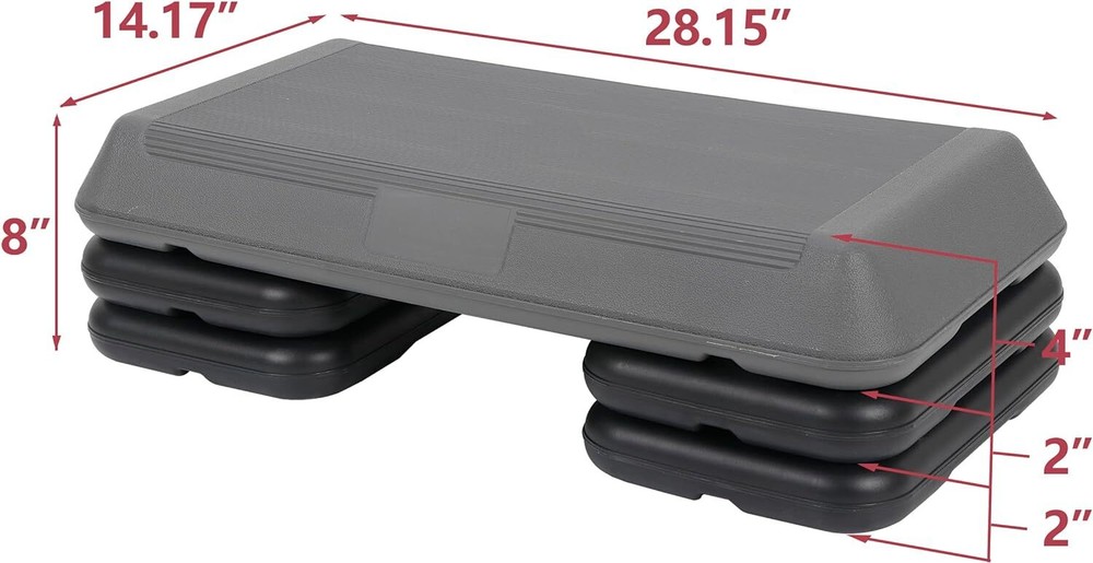 28'' Aerobic Step Platform Exercise Workout Stepper Non-Slip Surface W/4 Risers