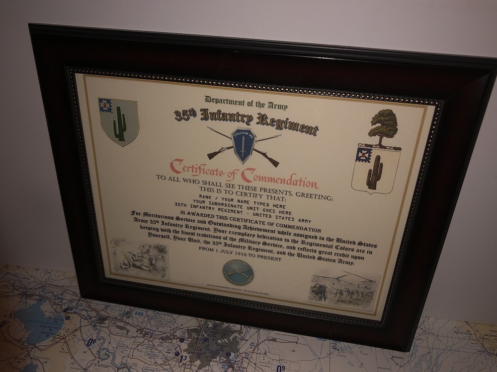35TH INFANTRY REGIMENT / COMMEMORATIVE - CERTIFICATE OF COMMENDATION
