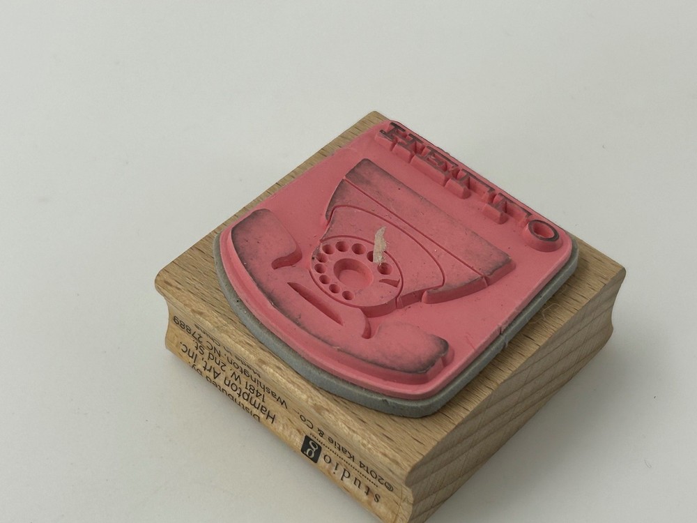 studio g Wood Rubber Stamp Hello Rotary Phone Card Making