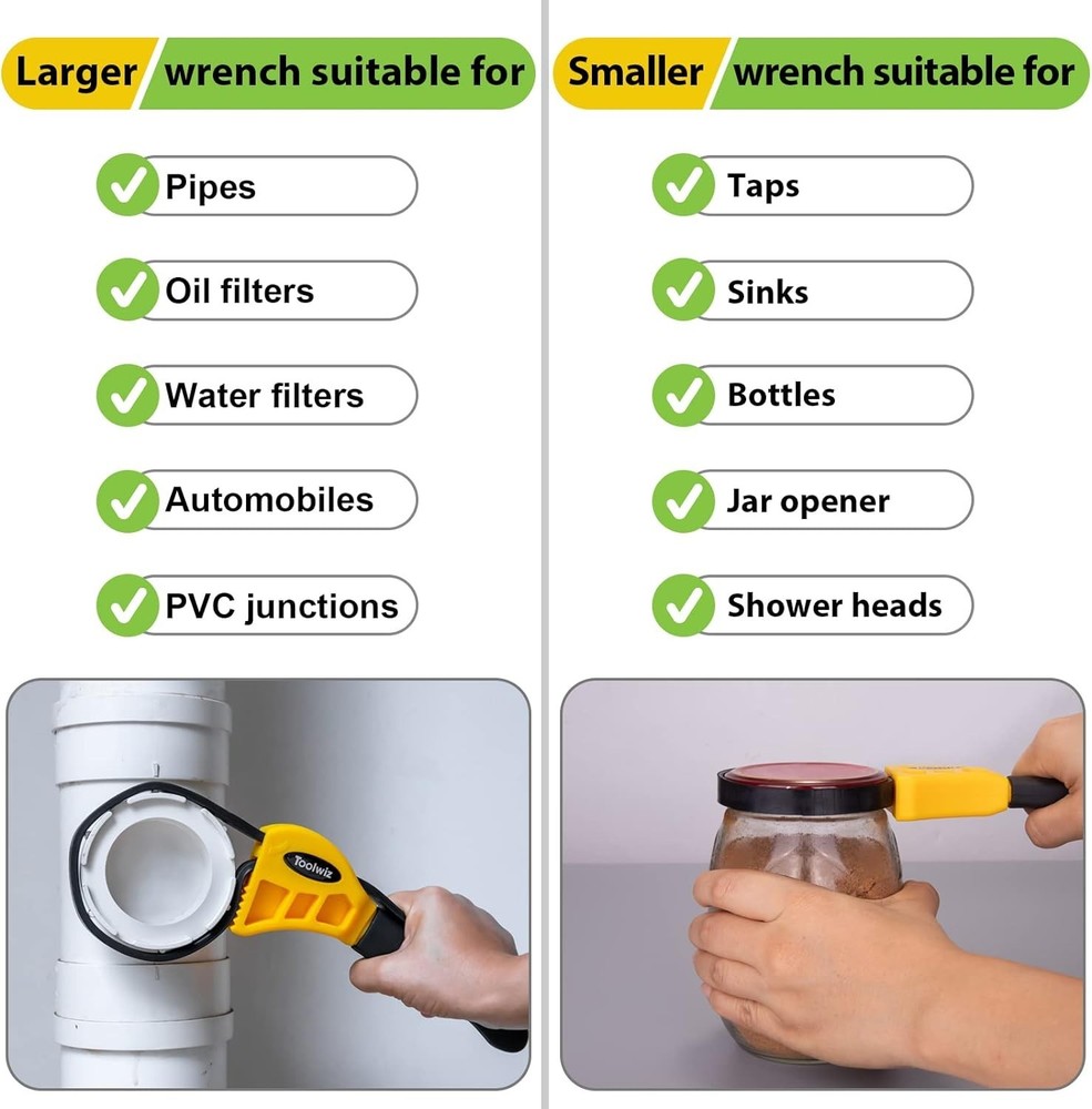 2-Pack Rubber Strap Wrench Set for Efficient Plumbing, Jar Opening & DIY Tasks